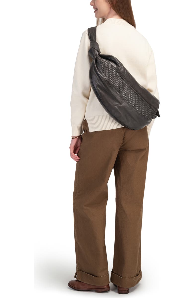 OLD TREND Lily Oversized Handwoven Convertible Leather Sling Bag, Alternate, color, Grey