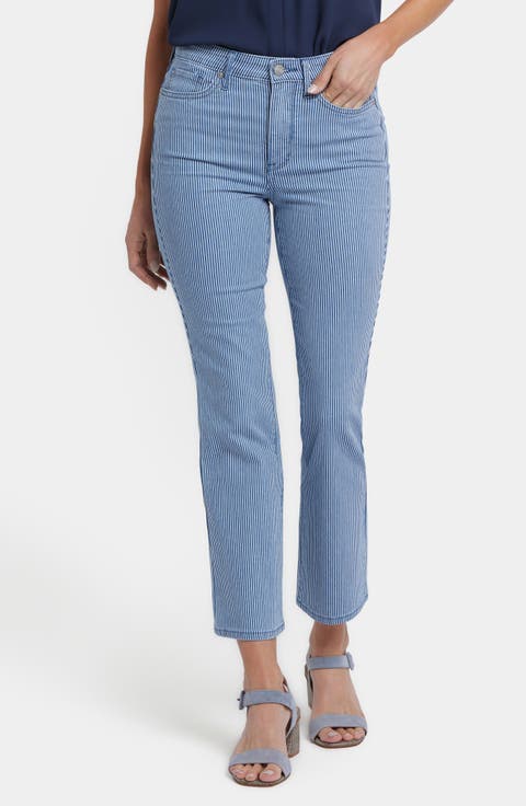 Billie Stripe High Waist Ankle Mini Bootcut Jeans (Villa Vista Stripe)