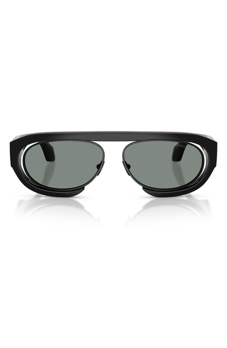 Giorgio Armani 57mm Oval Sunglasses, Main, color, Black/ Grey