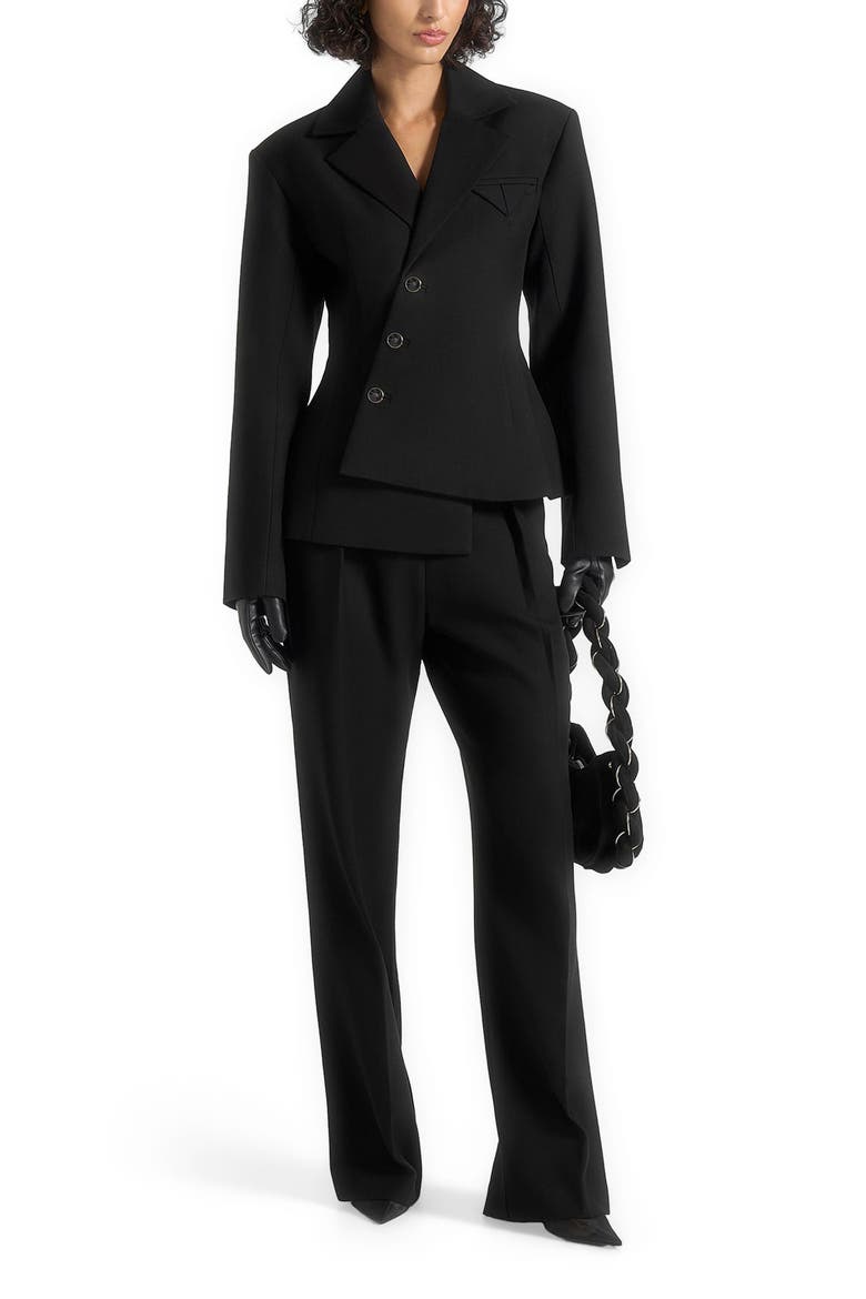 Thalia Asymmetric Tailored Double Breasted Blazer, Alternate, color, Black