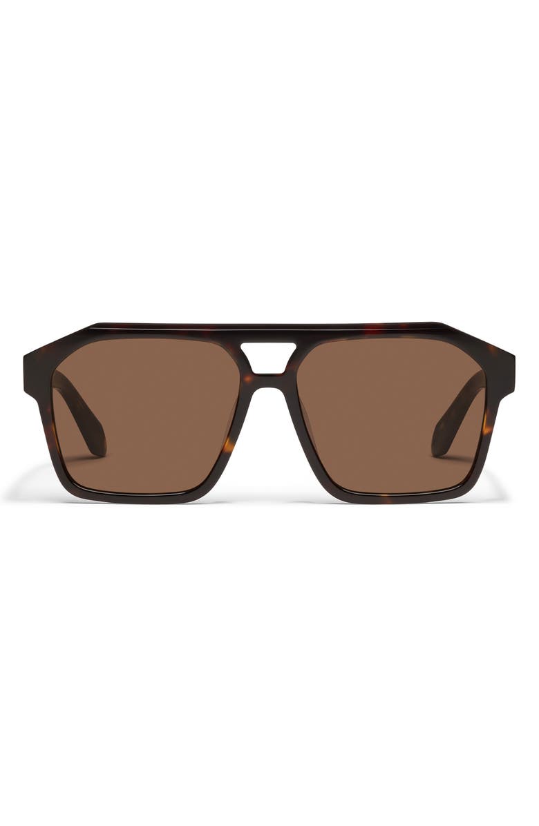 QUAY Soundcheck 57mm Gradient Aviator Sunglasses, Main, color, Dark Tort/ Brown
