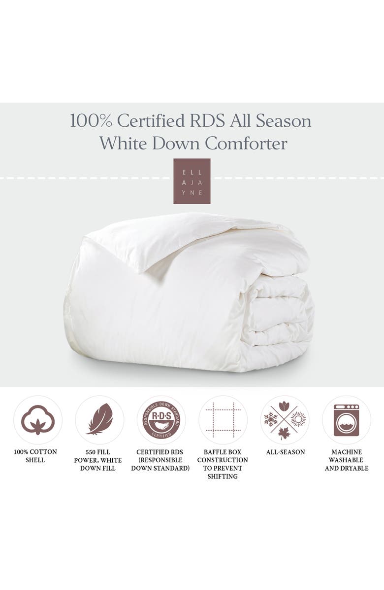 ELLA JAYNE HOME White Down All Season Comforter with 100% Certified RDS Down, Alternate, color, White