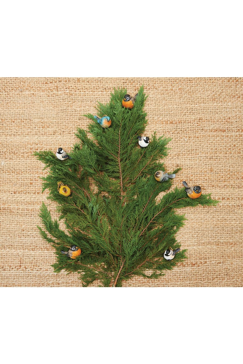 Robin Birds Decorative Hanging Tree Ornament Set Assortment of 3, Alternate, color, Orange