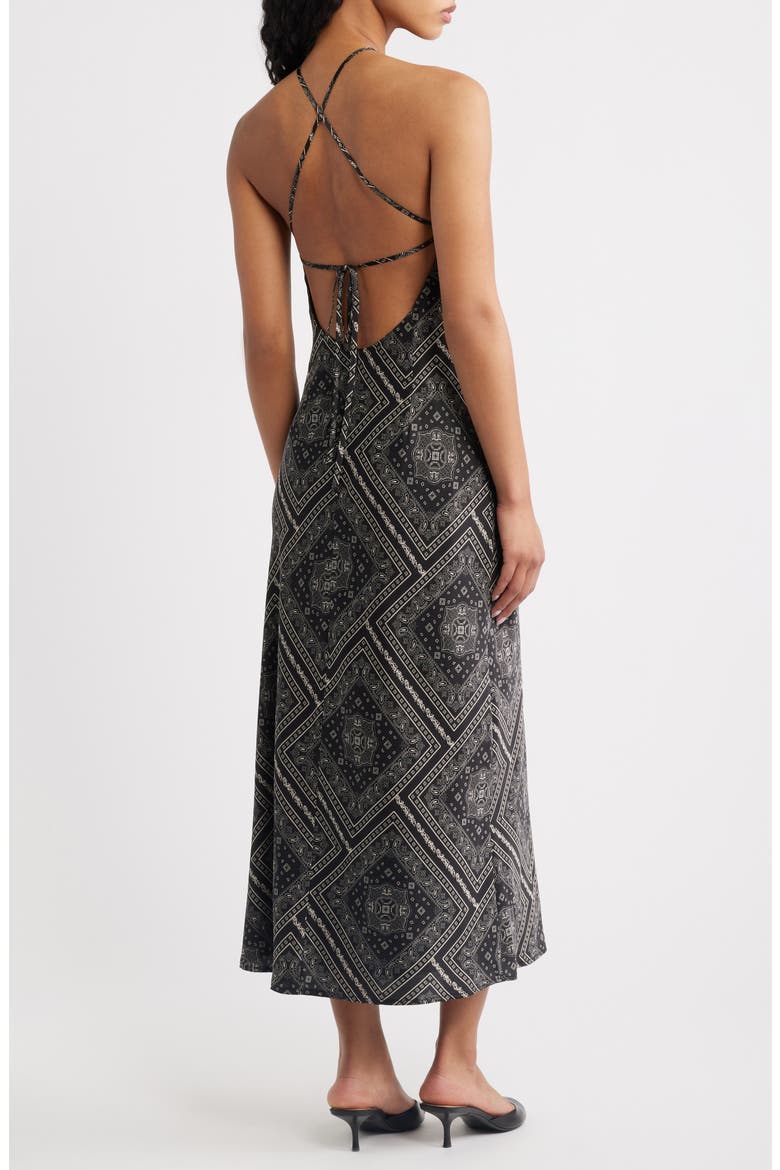 Tate Bandana Print Midi Dress, Alternate, color, BLACK/ IVORY