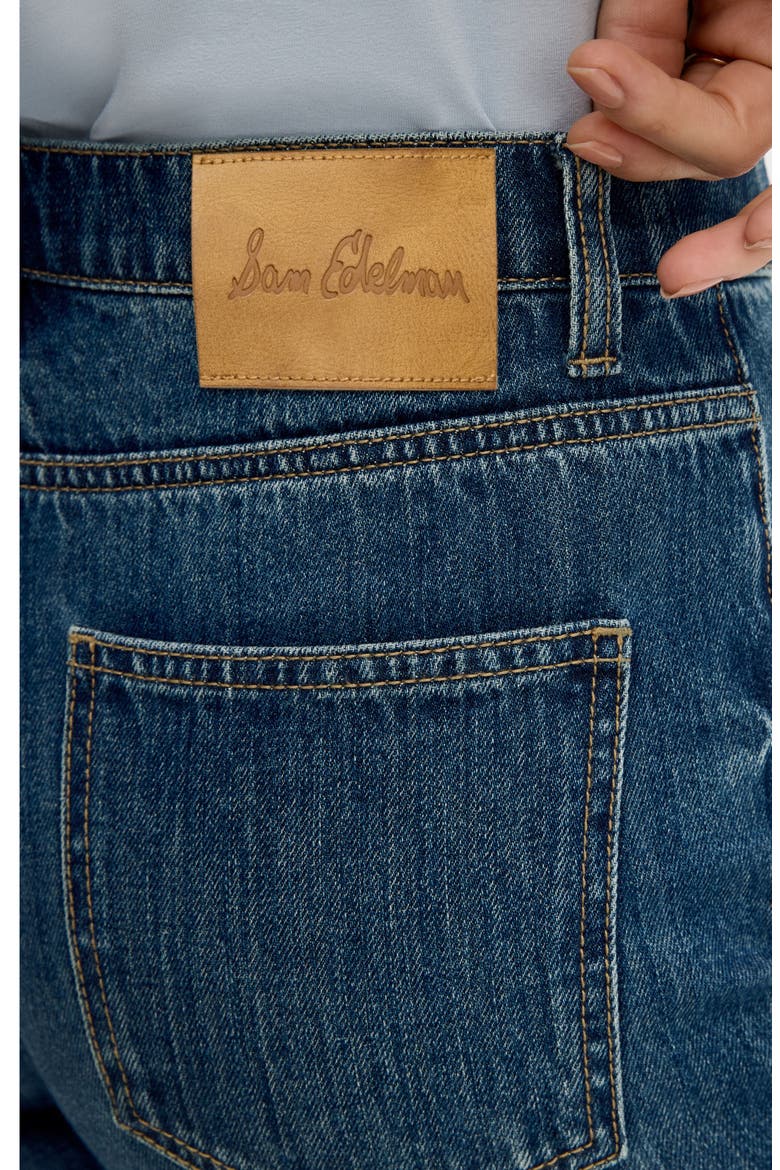 Crossover Waist Release Hem Taper Leg Jeans, Alternate, color, BOZEMAN MED WASH