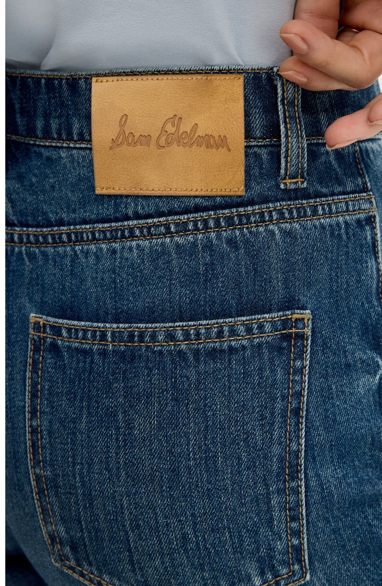 Sam Edelman Crossover Waist Release Hem Taper Leg Jeans, Alternate, color, Bozeman Med Wash
