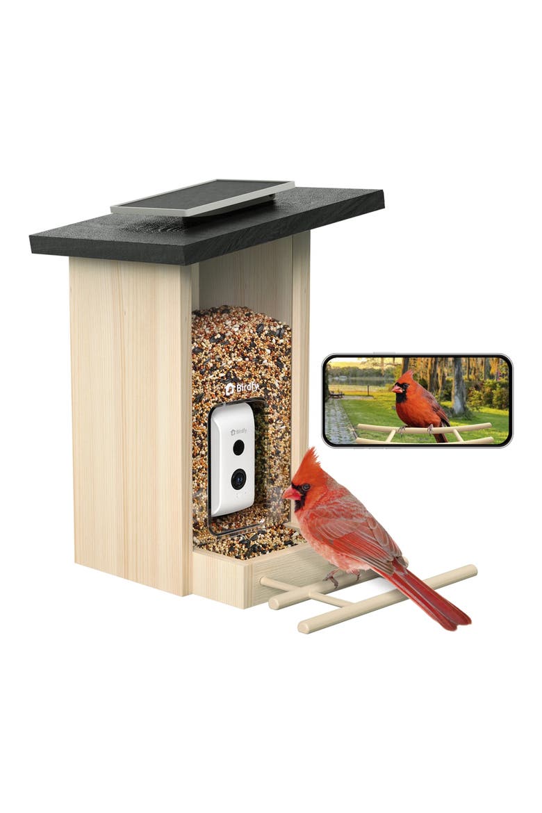 Ebony Lite Wooden Smart Bird Feeder, Alternate, color, BEIGE