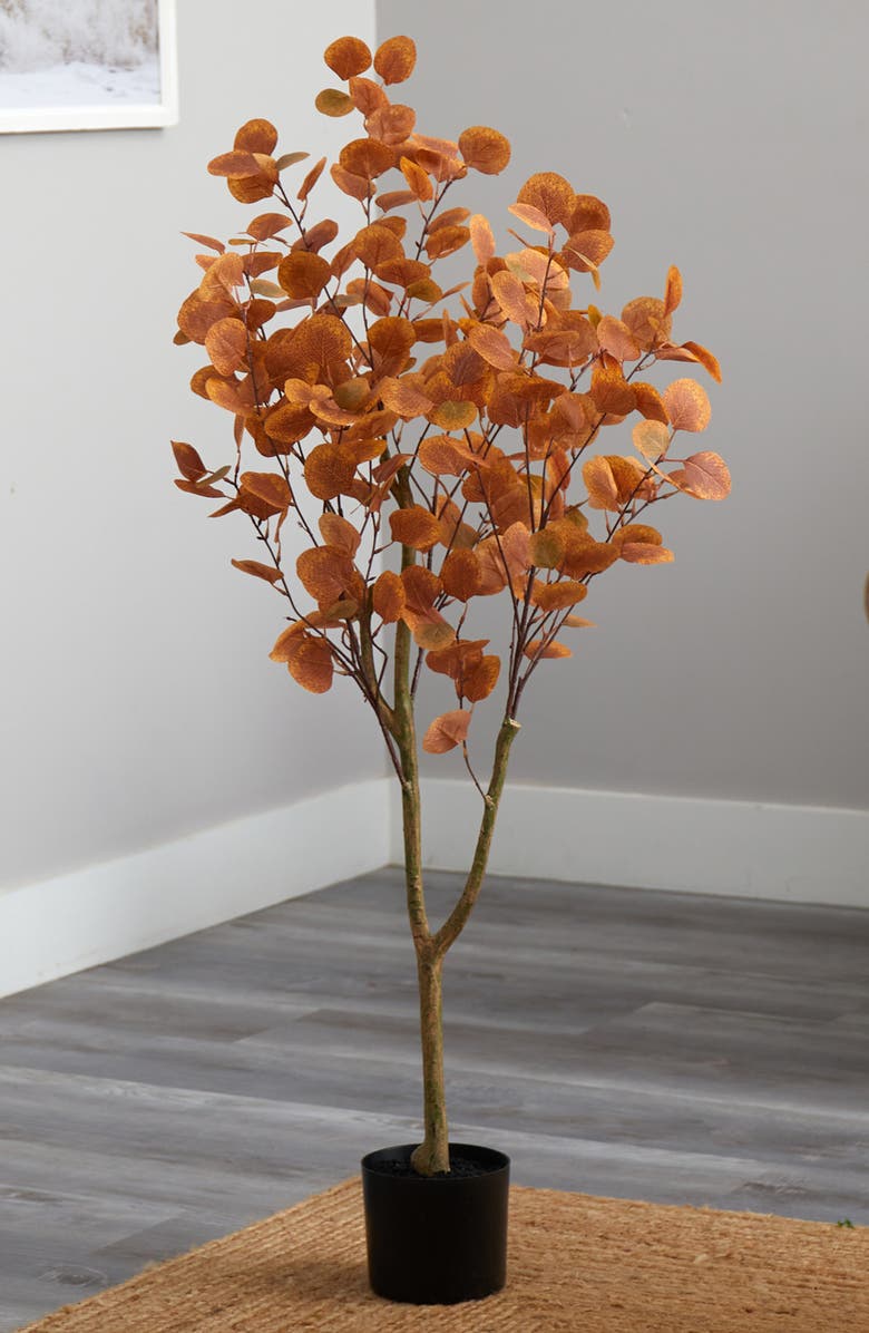 NEARLY NATURAL 4-Foot Autumn Eucalyptus Artificial Tree, Alternate, color, Orange