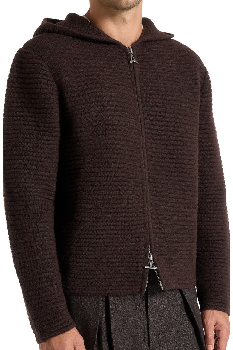 Eden Ribbed Knit Zip Hoodie, Alternate, color, Brown