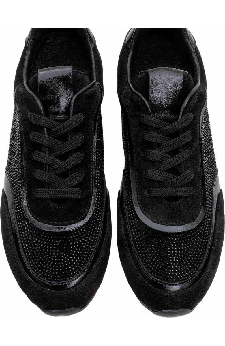 Forever & Always Shoes Bonia Rhinestone Suede Leather Sneakers, Alternate, color, Black Suede Leather