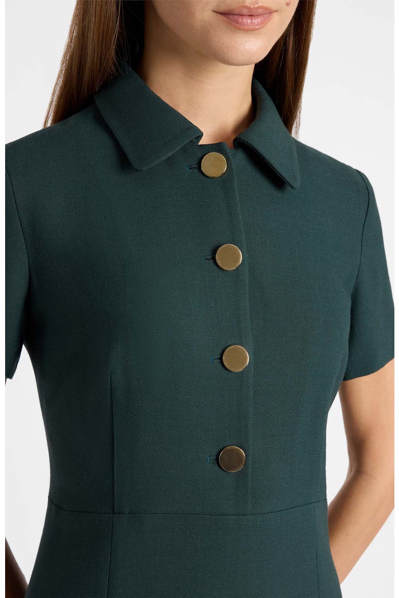 Sahara Short Sleeve Asymmetric Midi Twill Dress, Alternate, color, Evergreen