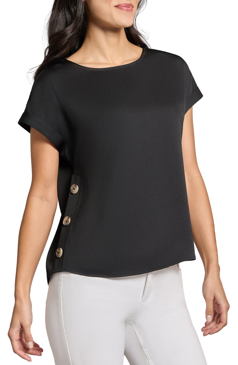 Jones New York Side Button Detail Satin Top, Alternate, color, 