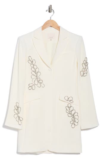 Cinq À Sept Paisley Rhinestone Blazer Dress In White