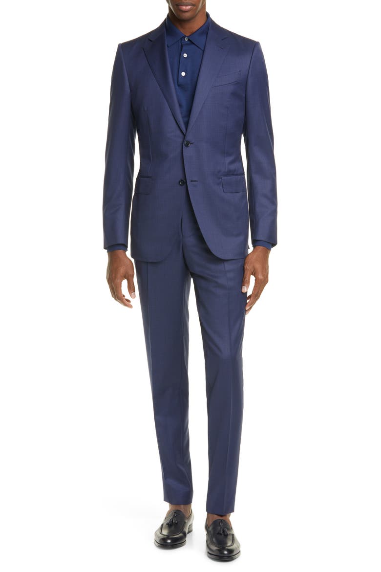 Ermenegildo Zegna Milano Classic Fit Check Wool Suit, Main, color, BLUE