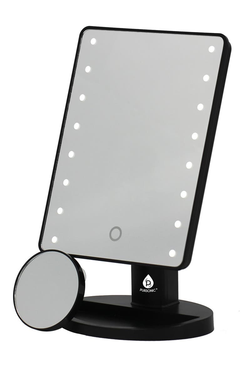Dimmable LED Lighted Vanity Mirror, Main, color, BLACK