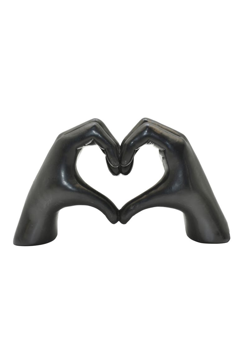 Heart Sign Hands Sculpture, Main, color, BLACK