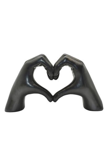 Kinetic Heart Sign Hands Sculpture In Black