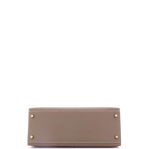 Pre-owned Hermes Hermes Kelly Handbag Grey Epsom With Gold Hardware 28 In Brown