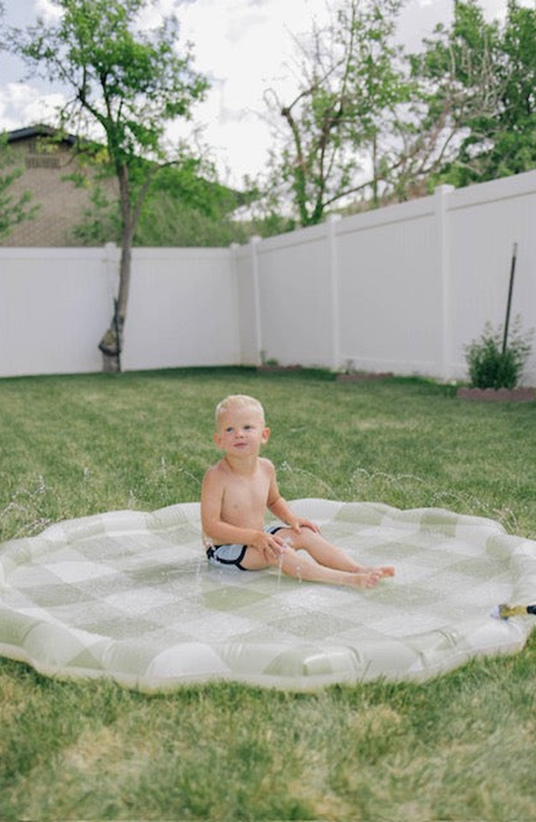 BROOKLYN NEUTRAL Gingham Splash Pad, Alternate, color, Green Gingham