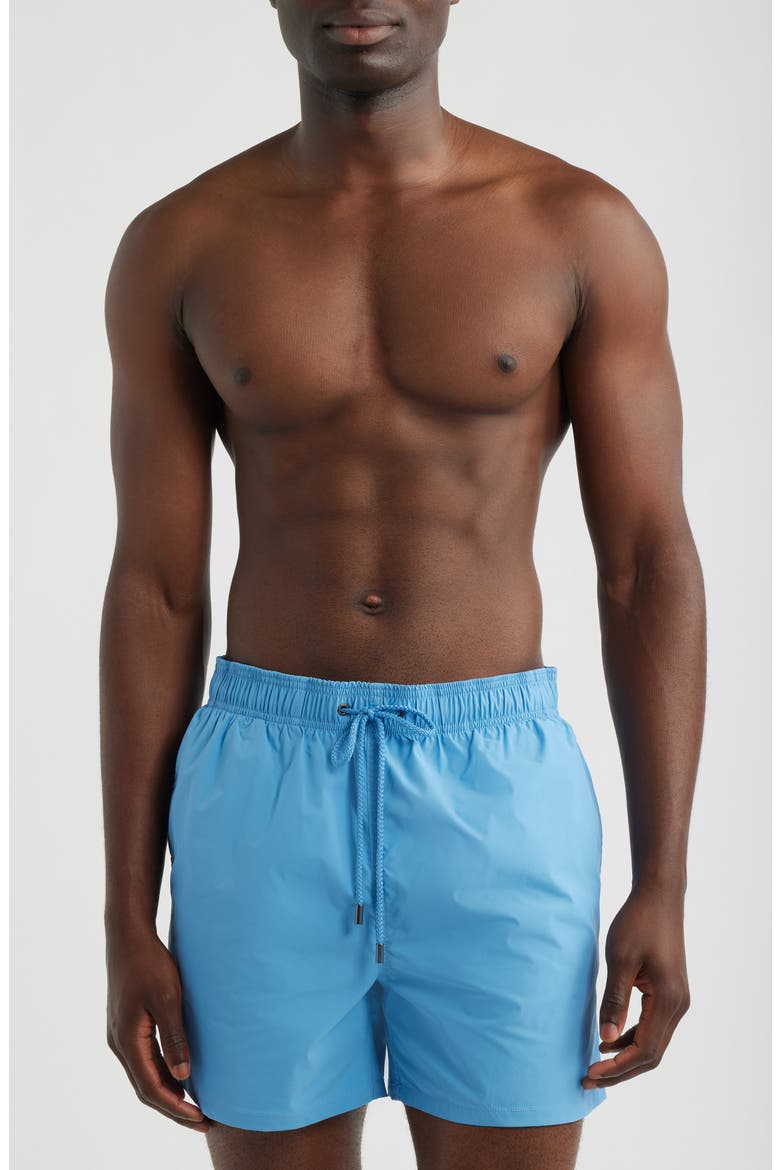 Zane Mid Length Print Swim Trunks, Main, color, CLASSIC BLUE