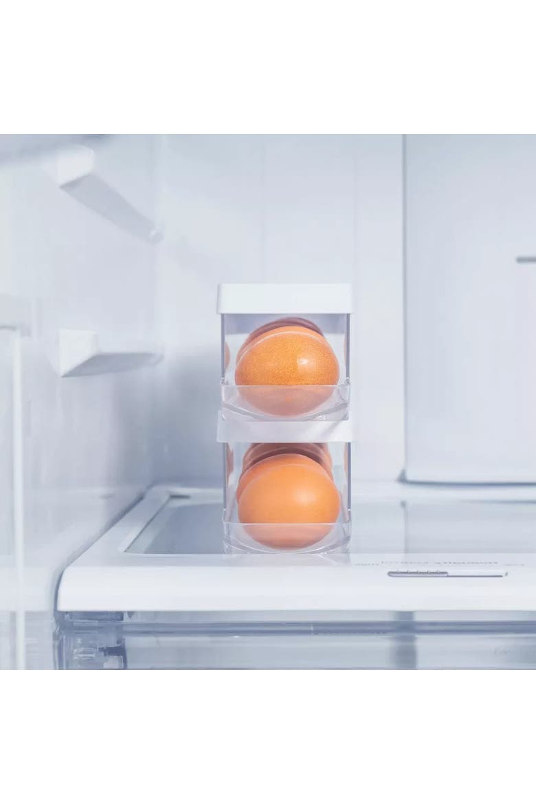Rolling Clear Stackable Egg Holder Organizer 2 Piece Set, Alternate, color, Clear/White