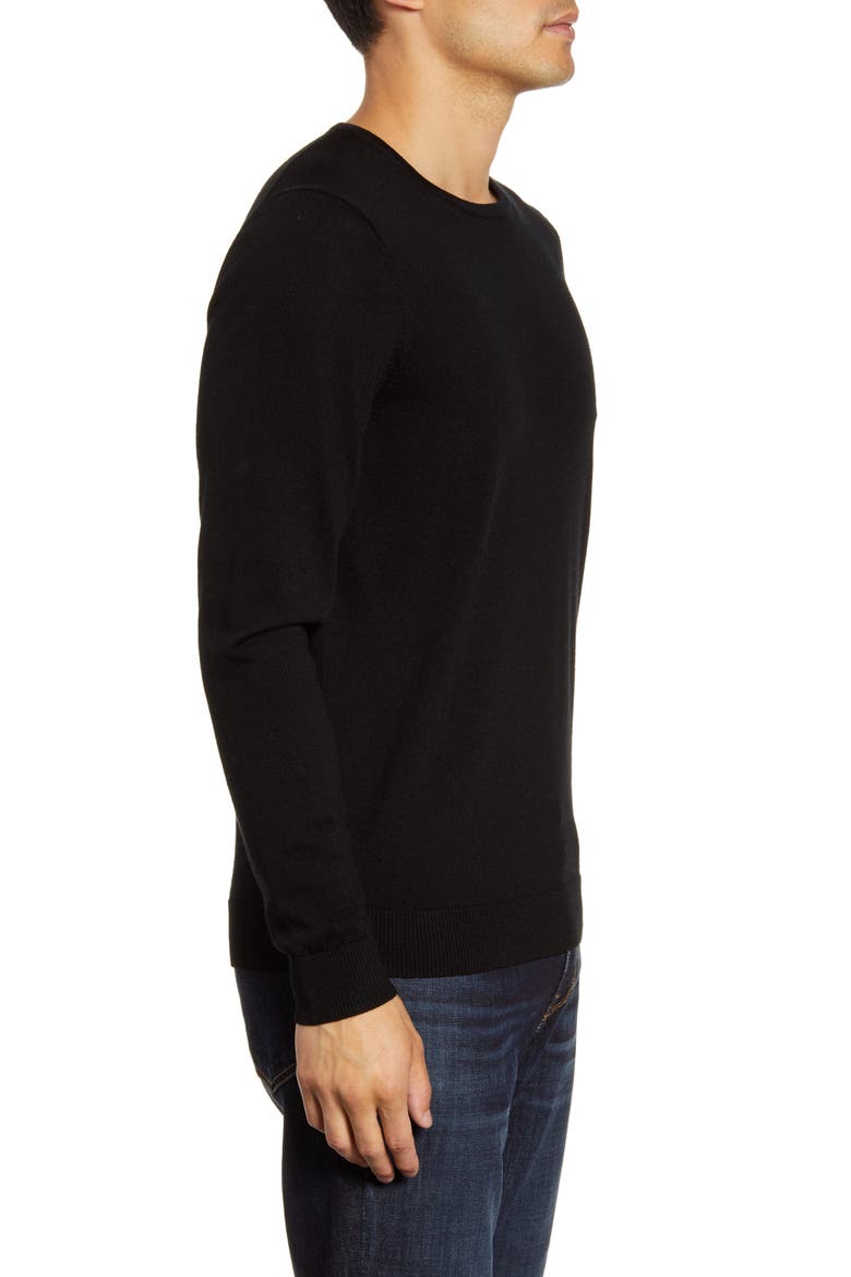 Crewneck Merino Wool Sweater, Alternate, color, BLACK CAVIAR