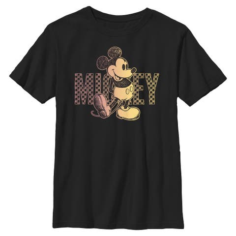 Boy's Mickey & Friends Retro Check Sketch  Graphic T-Shirt