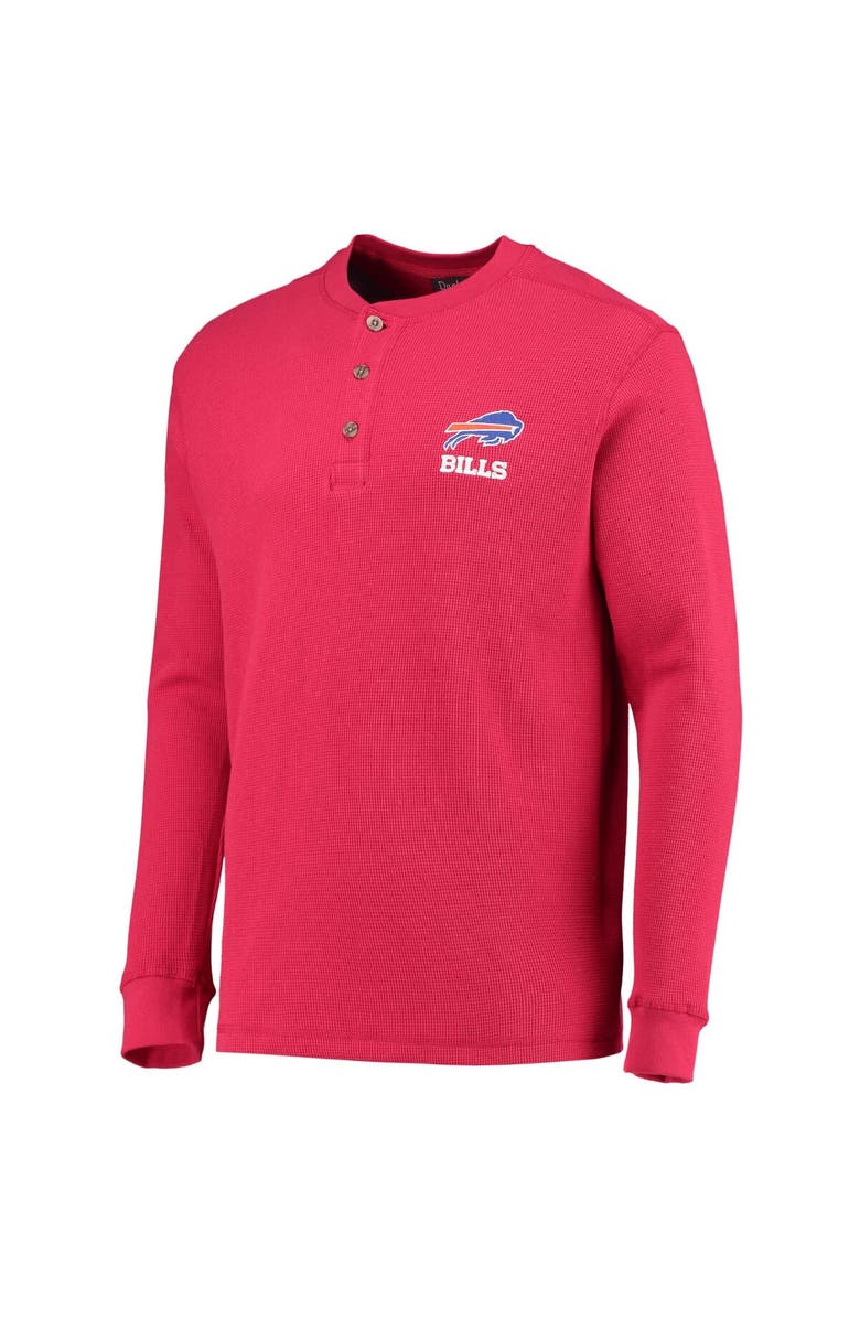 DUNBROOKE Men's Dunbrooke Red Buffalo Bills Logo Maverick Thermal Henley Long Sleeve T-Shirt, Alternate, color, 