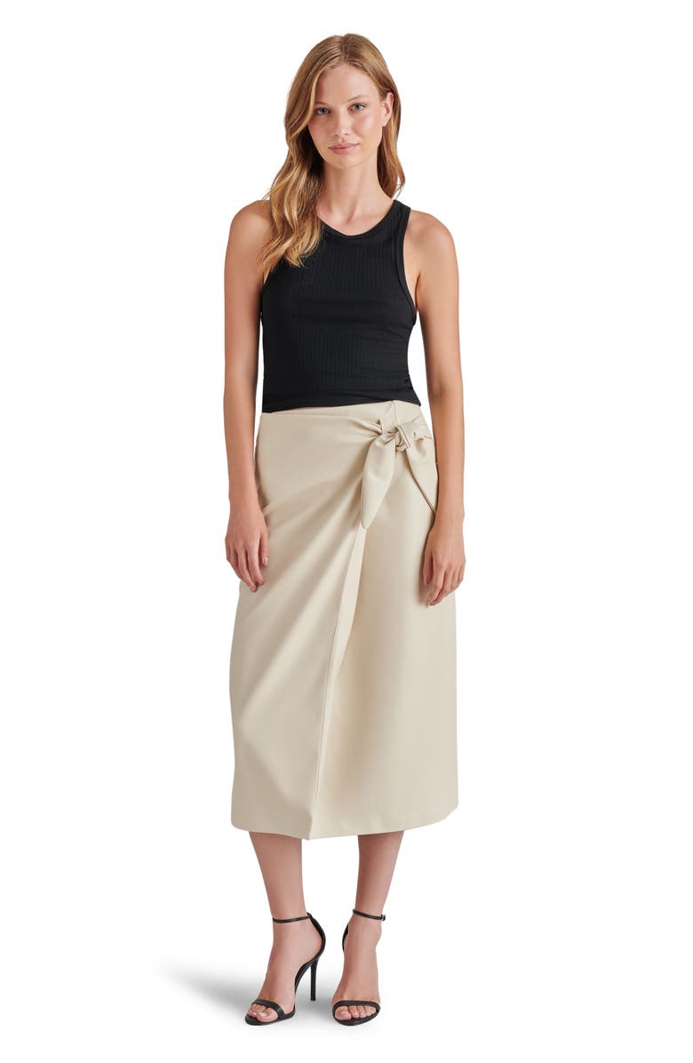 Steve Madden Navia Wrap Faux Leather Midi Skirt, Alternate, color,