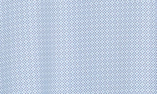Greg Norman Knotweed Print Long Sleeve Performance Golf Polo In Blue