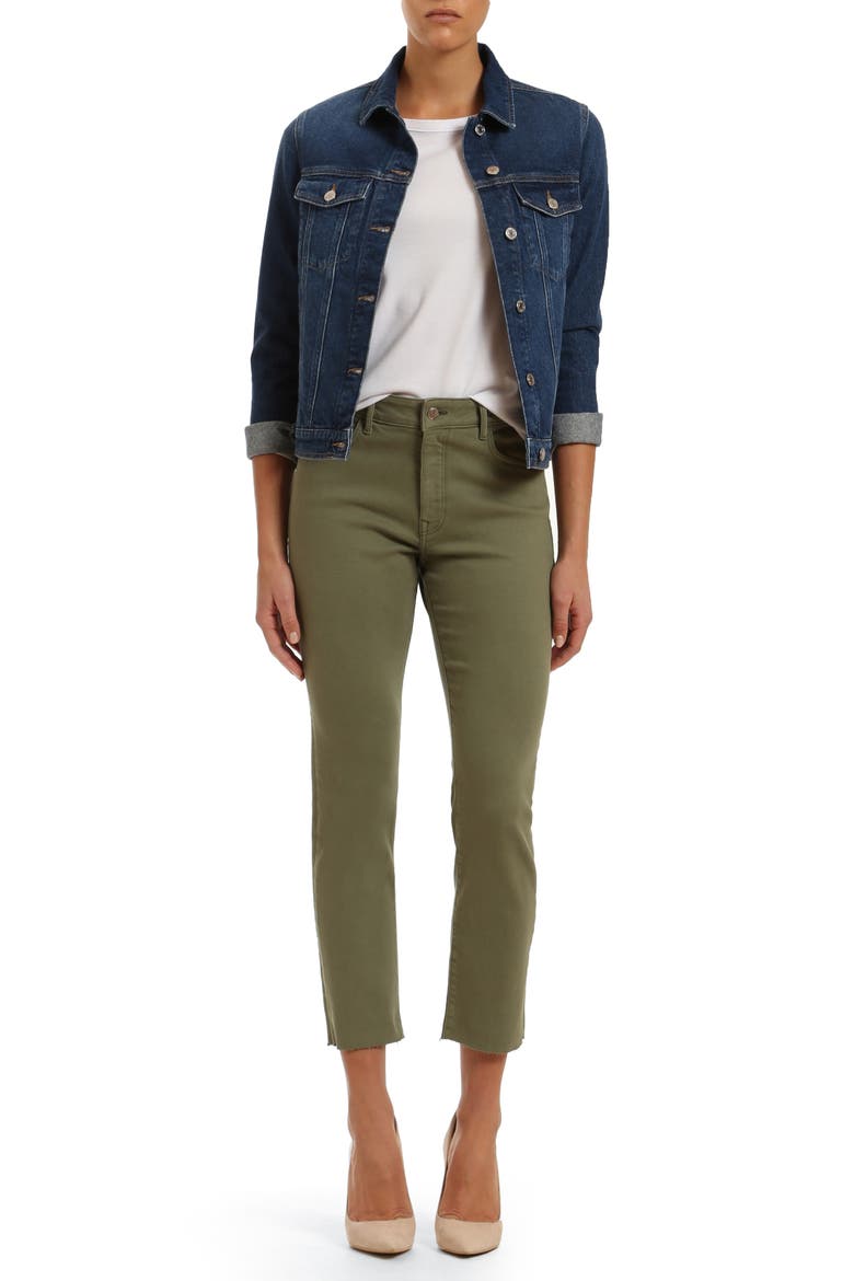 Mavi Viola High Waist Raw Hem Ankle Straight Leg Jeans, Alternate, color, OLIVINE LA VINTAGE