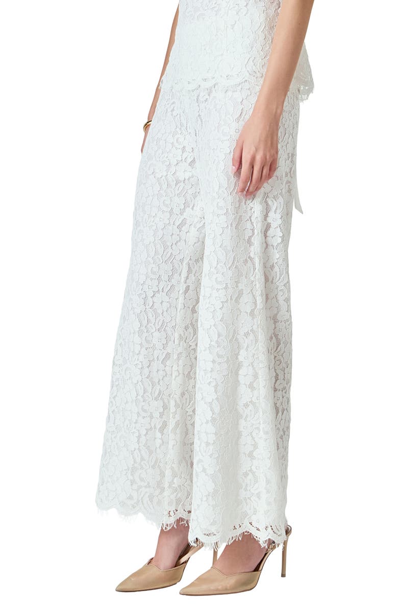 Endless Rose Floral Lace Wide Leg Pants, Alternate, color, White