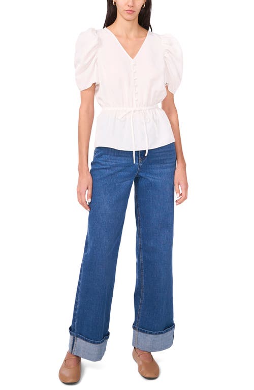 1.state V-neck Tie Waist Top In Ultra White