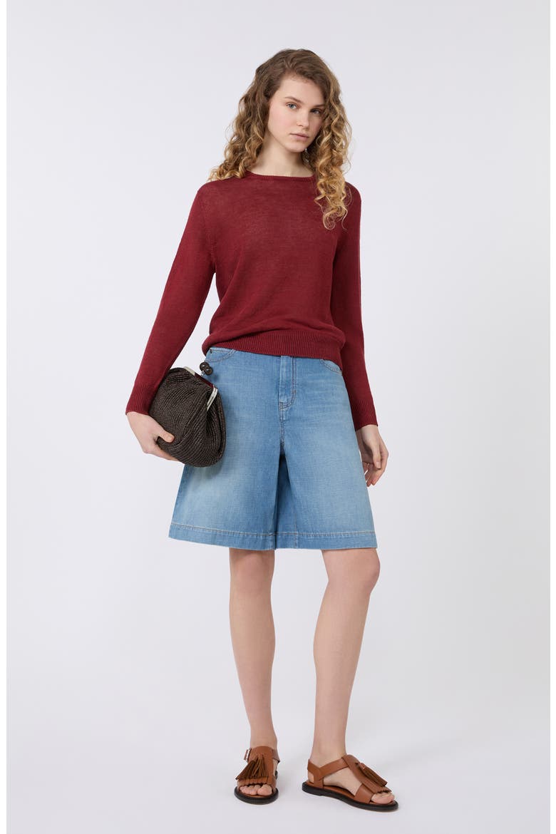 Linen Sweater, Alternate, color, CHERRY