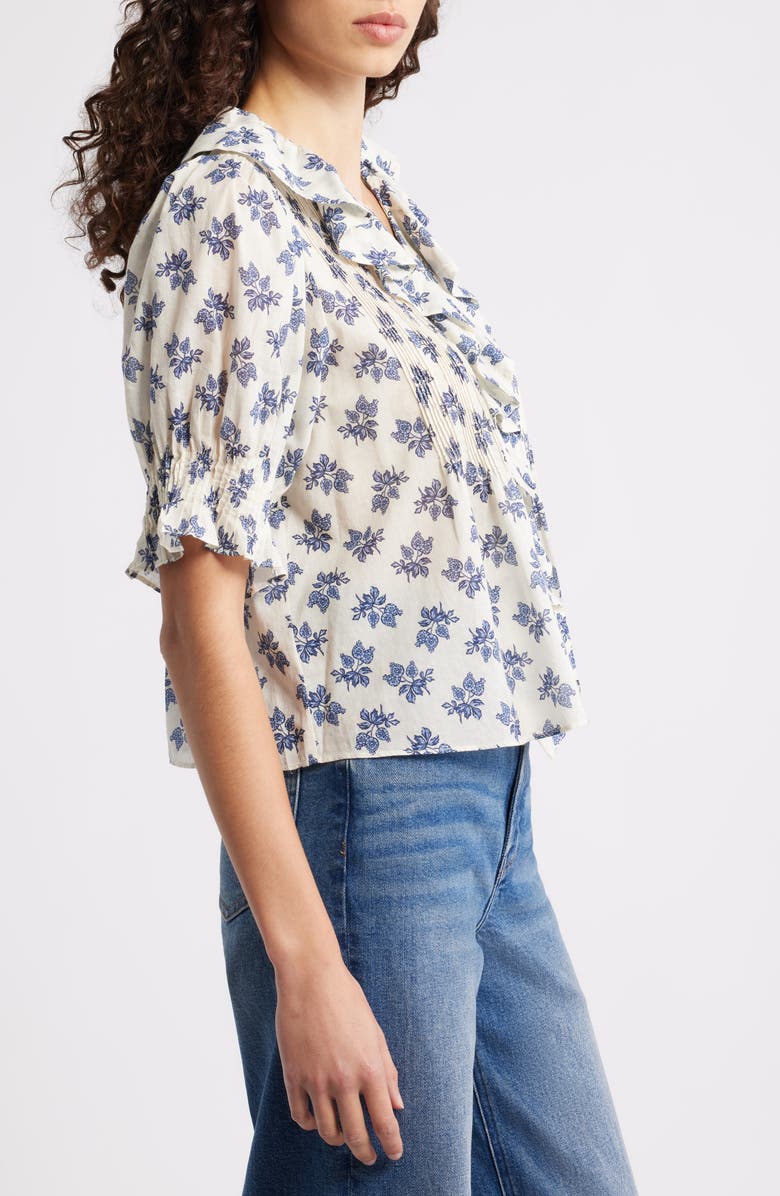 DÔEN Henri Floral Organic Cotton Voile Top, Alternate, color, Cream Pomegrante Bloom