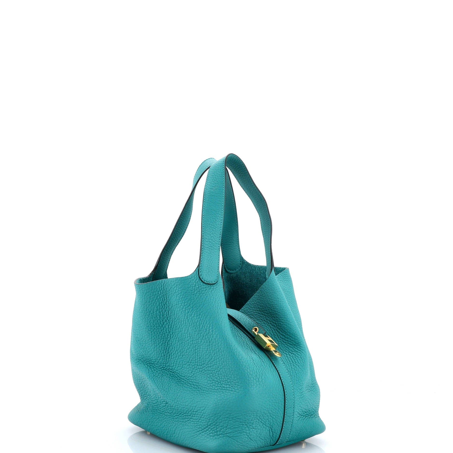 Pre-Owned Hermes Picotin Lock Bag Clemence MM, Alternate, color, Vert Verone