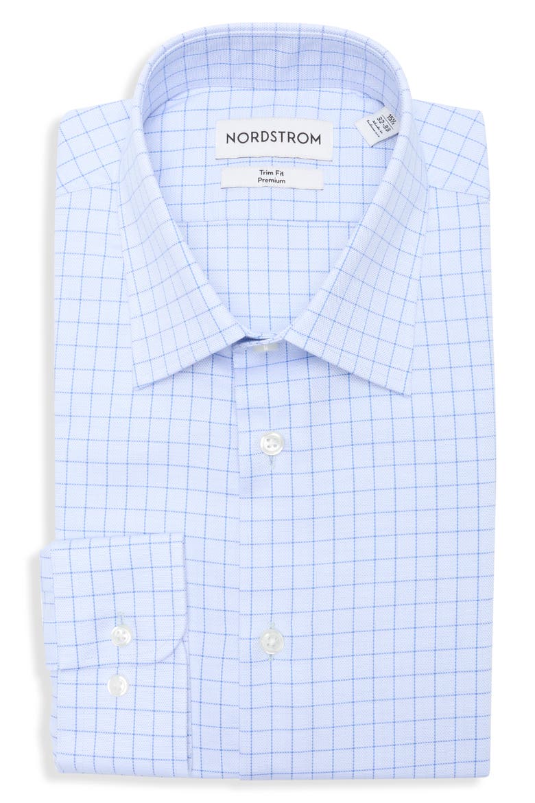 Trim Fit Valerio Grid Dress Shirt, Main, color, BLUE VALERIO GRID