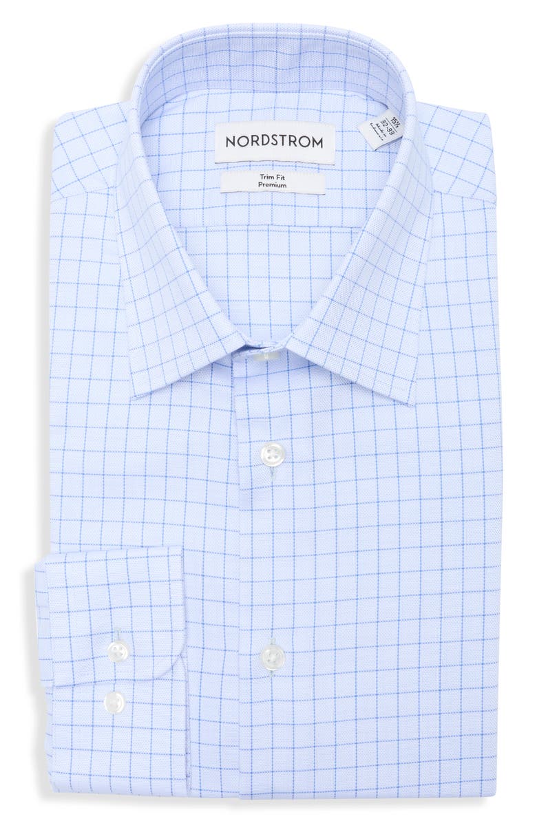 Nordstrom Trim Fit Valerio Grid Dress Shirt, Main, color, Blue Valerio Grid