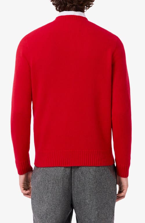 Lacoste Classic Fit Cashmere Crewneck Sweater In Red