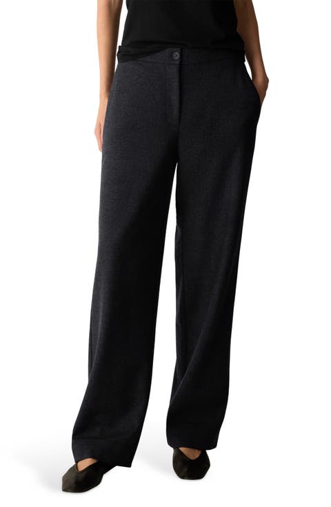 Straight Full Length Wool Jersey Trousers
