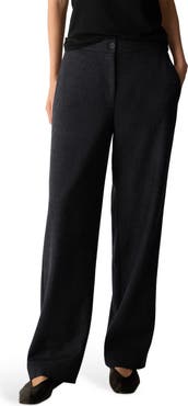 Eileen Fisher Straight Full Length Wool Jersey Trousers
