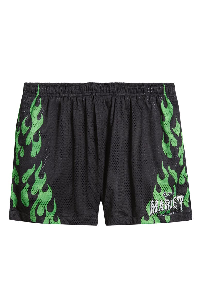 MARKET Toxic Flames Mesh Shorts, Alternate, color, Black/ Green