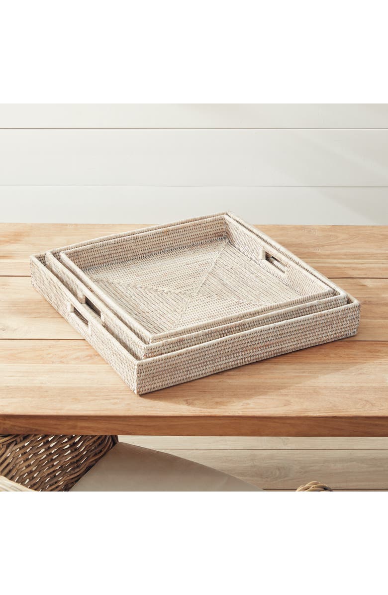Napa Home & Garden Burma Rattan Ottoman Trays Set of 3, Alternate, color, White