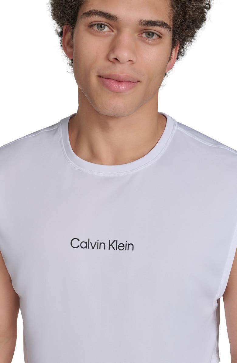 Calvin Klein Sleeveless Crop Rashguard, Alternate, color, White