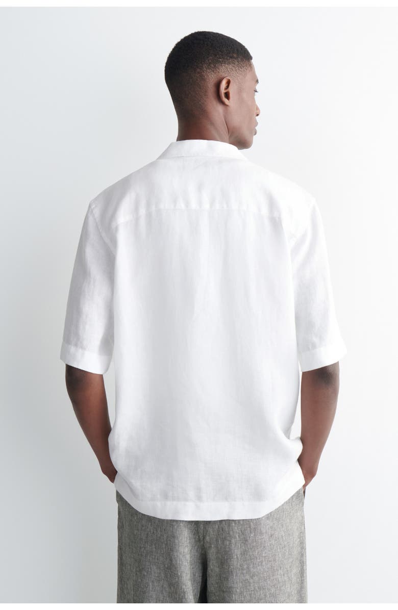 COS Camp-collar Short-sleeved Linen Shirt, Alternate, color, White