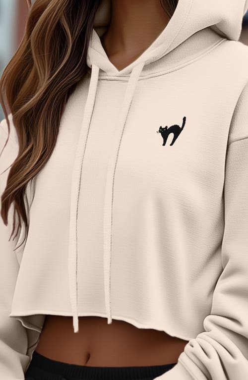 DALIX DALIX BLACK CAT CROPPED FLEECE HOODIE 