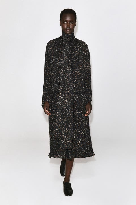 Leopard-print Fluid Scarf-detail Dress