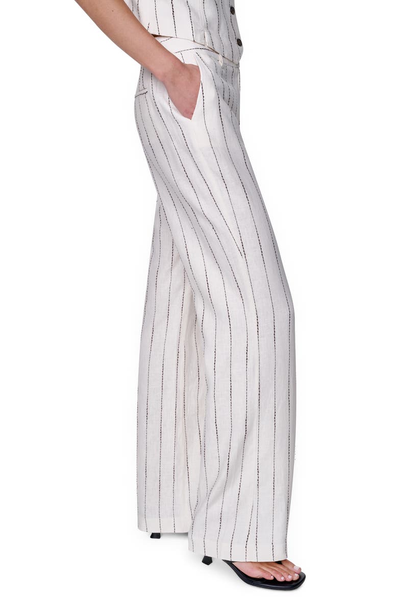 Stripe Straight Leg Linen Blend Pants, Alternate, color, COCONUT/ TOBACCO