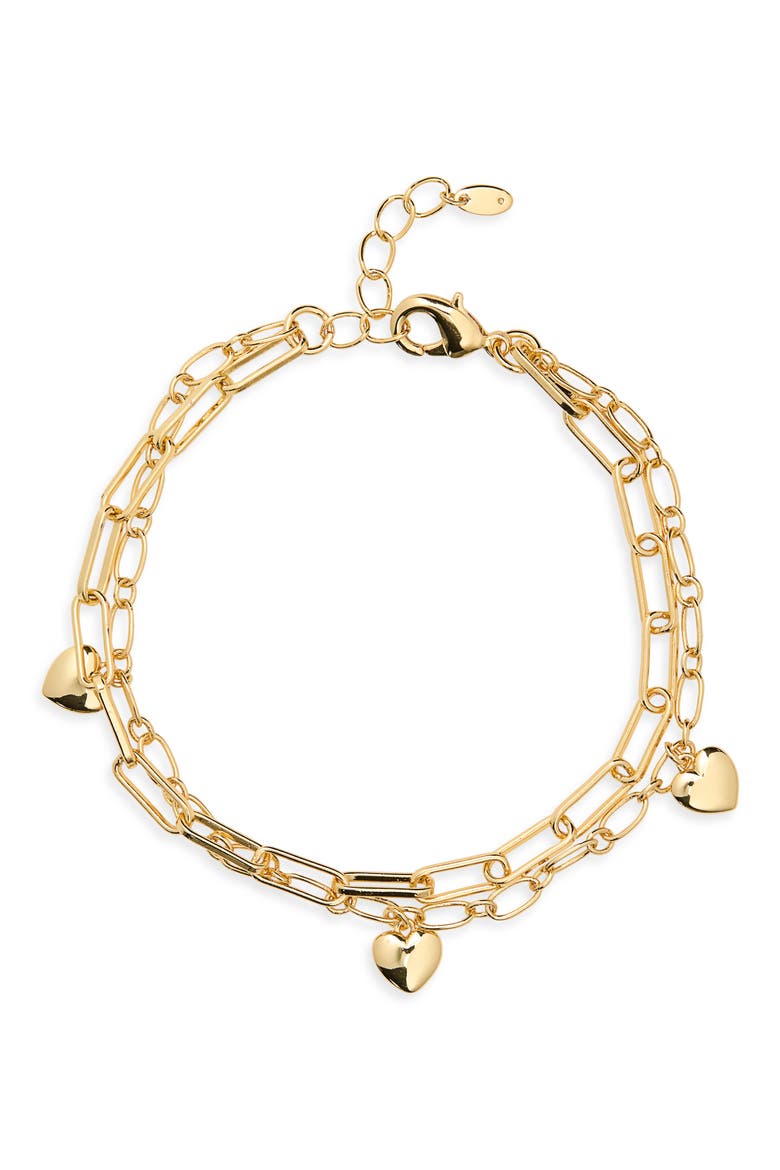 Heart Charm Paper Clip Chain Bracelet, Alternate, color, GOLD