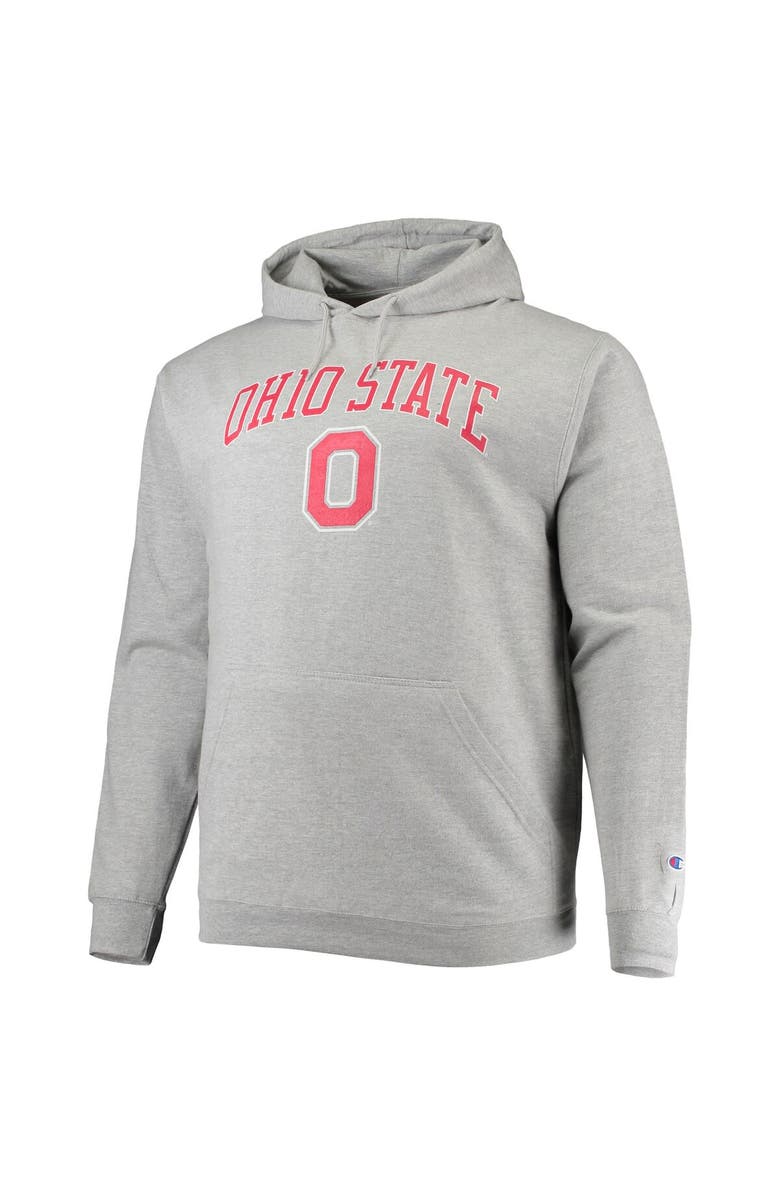 Champion Men's Champion Heather Gray Ohio State Buckeyes Big & Tall Arch Over Logo Powerblend Pullover Hoodie, Alternate, color, Heather Gray